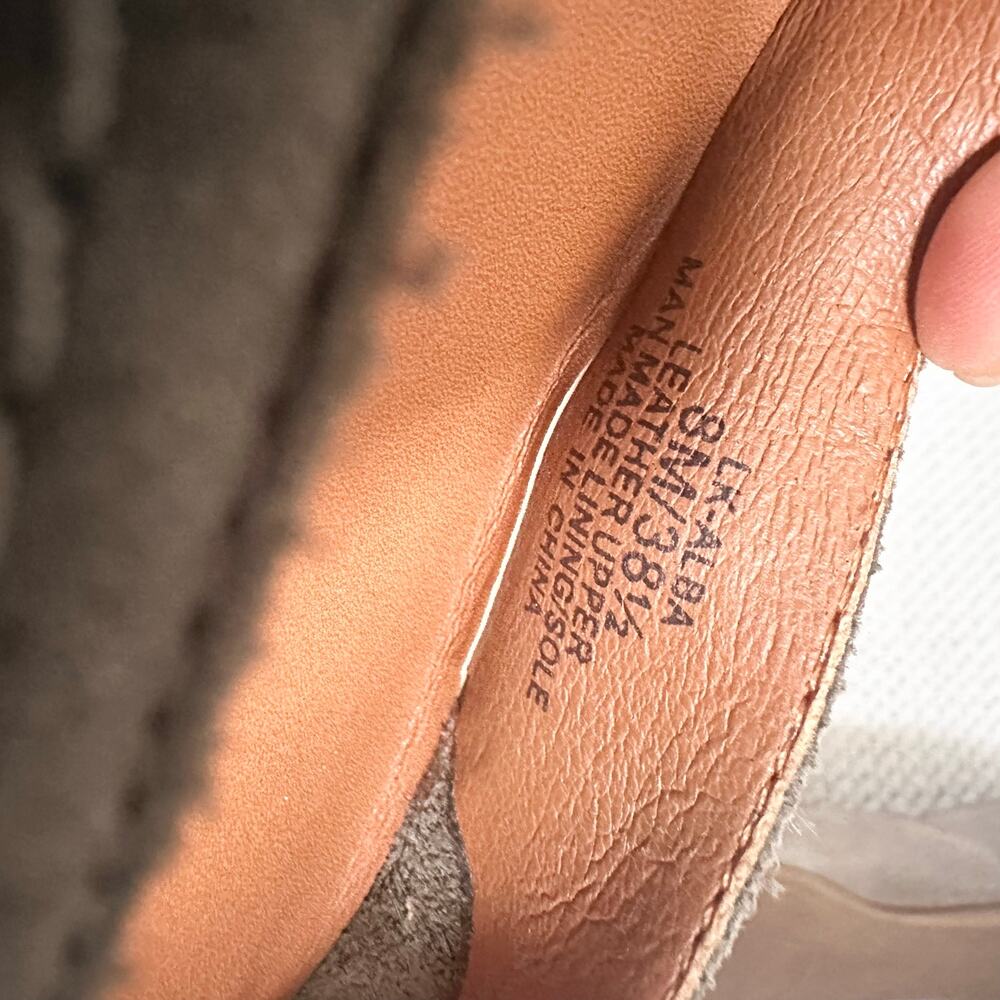 Lucky Brand Alba Taupe Gray Shimmer Suede Leather Squared Toe Ballet Flats 8 - Picture 8 of 8